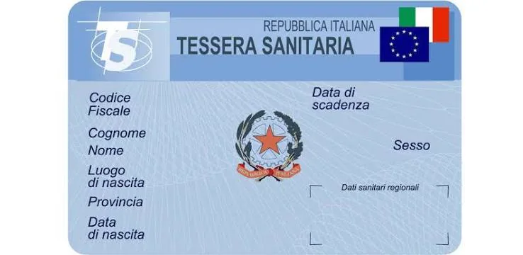 Esempio di tessera sanitaria italiana