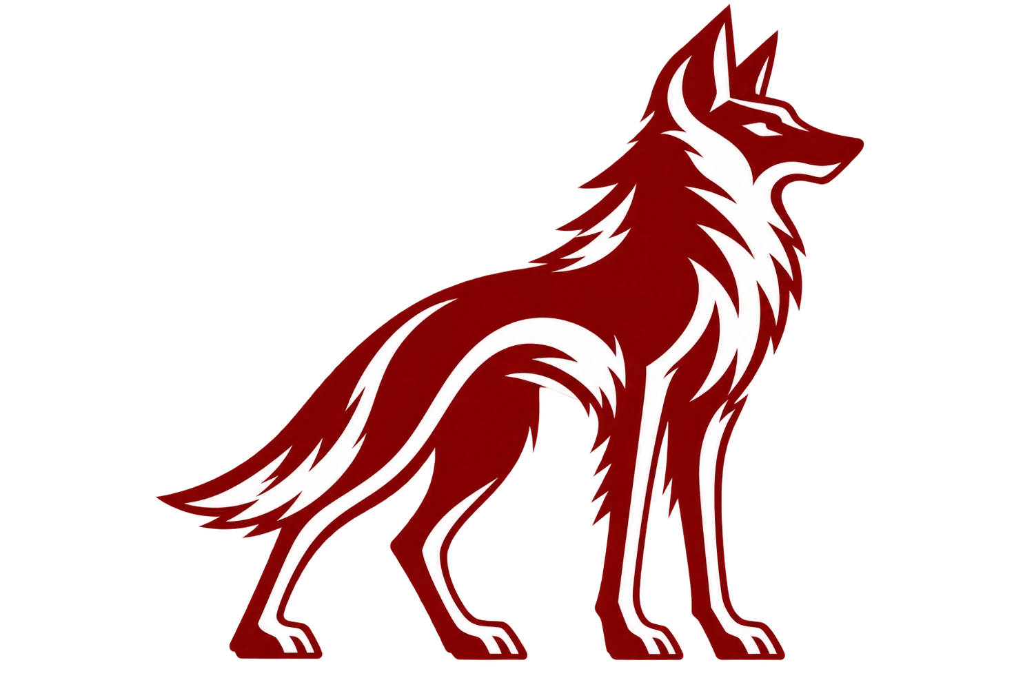 Zonus maned wolf mascot, standing in profile